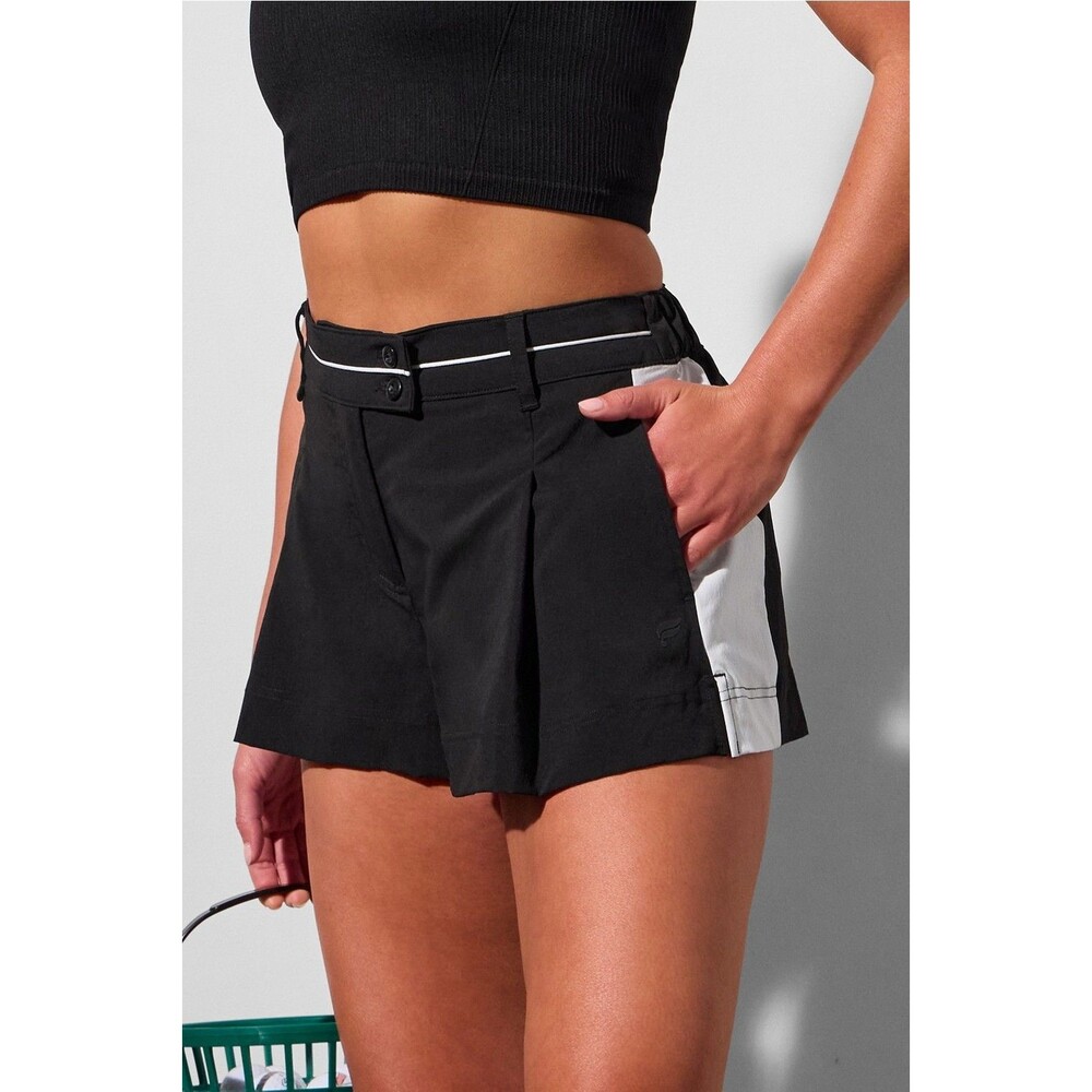 Fabletics x Erica Malbon Pleated Flounce Shorts Black Golf Small